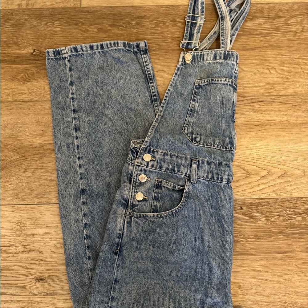 223. Free People We The Free Ziggy Denim Overalls Powder Blue Medium - Picture 6 of 8